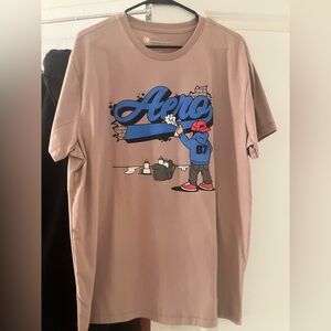 Aeropostale Tan Tee with Blue Graphic
